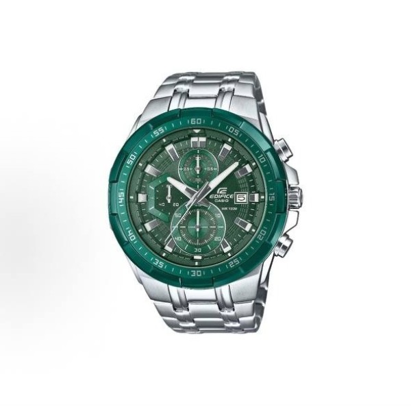 CASIO G-SHOCK series, 100-meter water resistance, quartz movement, stainless steel strap.